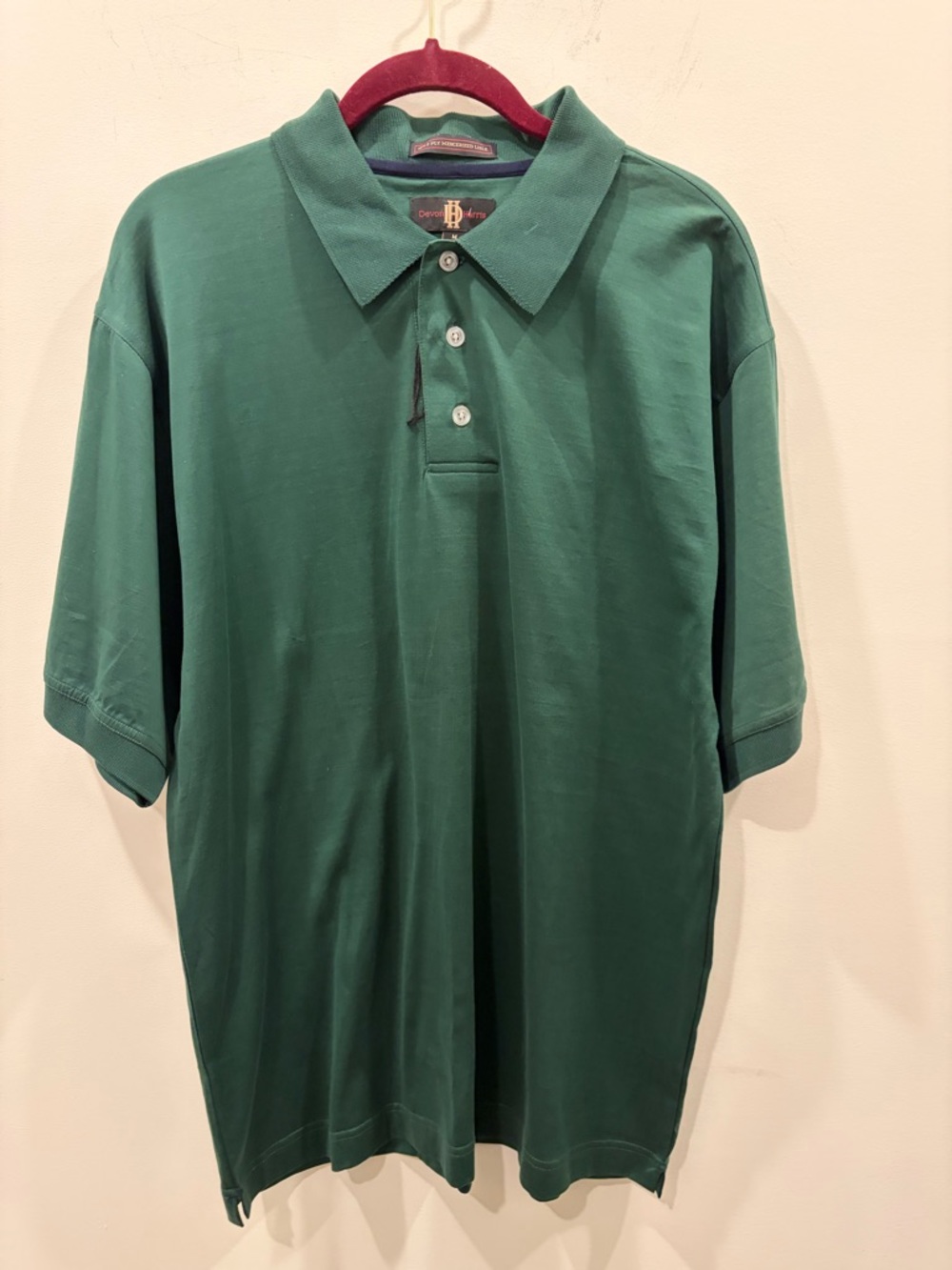 Classic Dark Green Polo Shirt with Button Placket 60’s 2 Ply Mercerized Cotton